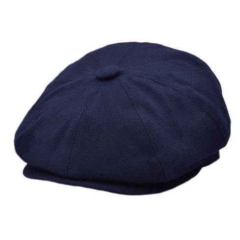 G&H Wool Newsboy Cap With Back Extension - Navy