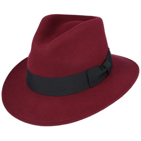 Maz Wool Fedora Hat With Grosgrain Band - Wine