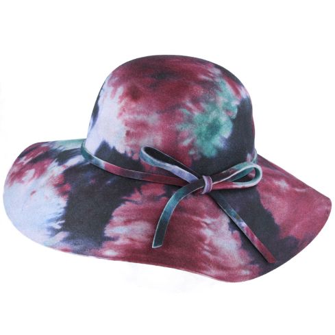 Maz Tie Dye Wide Brim Wool Floppy Hat - Multi Color