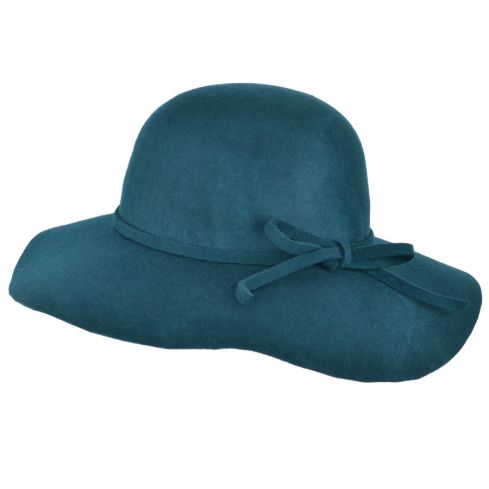 Maz Wide Brim Wool Floppy Hat - Teal