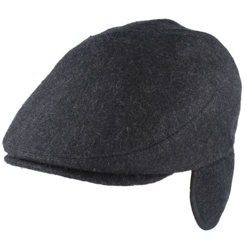 G&H Wool Flat Cap With Ear muffs - D Grey