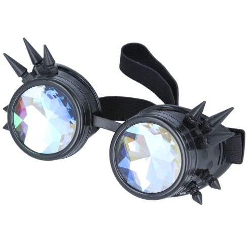 Maz Kaleidoscope Steampunk Spike Goggles Glasses Cyber Punk Gothic - Black