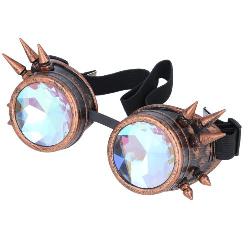 Maz Kaleidoscope Steampunk Spike Goggles Glasses Cyber Punk Gothic - Red Copper