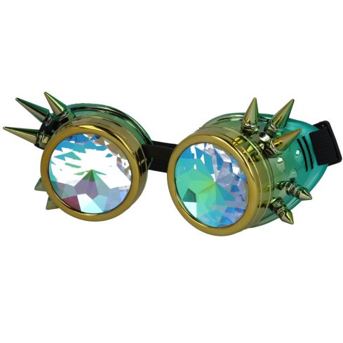 Maz Kaleidoscope Steampunk Spike Goggles Glasses Cyber Punk Gothic - Yellow