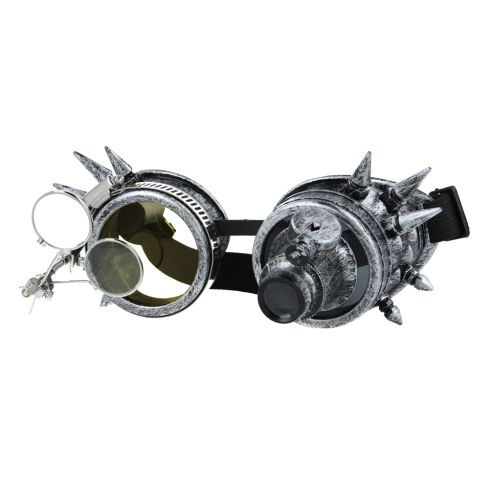 Maz Florata Cosplay Vintage Rivet Steampunk Welding Gothic Cyber Goggles - Vintage Silver