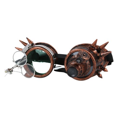 Maz Florata Cosplay Vintage Rivet Steampunk Welding Gothic Cyber Goggles - Red Copper