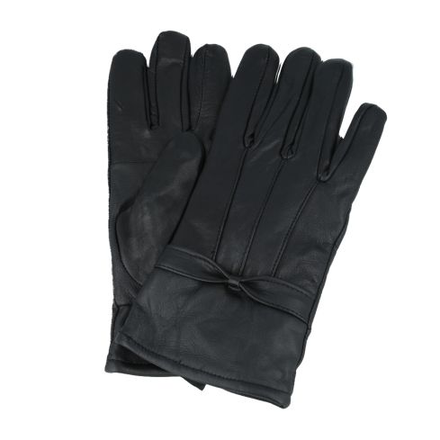 Maz Women’s Genuine Leather Gloves With Soft Warm Lining - Black