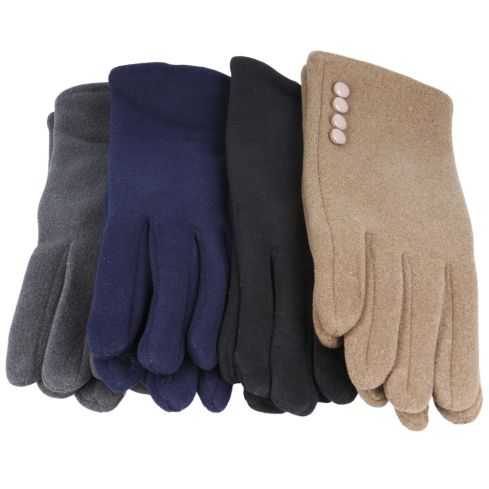 Maz Ladies Soft Cotton Gloves Touch Screen Soft Warm Lining - Black,Grey,Navy,Beige
