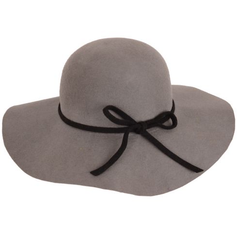 Maz Wide Brim Wool Floppy Hat - Grey