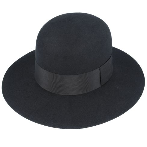 Maz Bolero Wide Brim Round Crown Wool Hat - Black