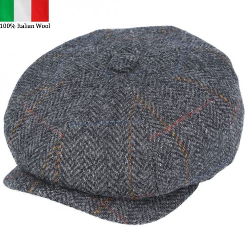 Gladwin Bond Hatters London Italian Wool Newsboy Cap - Charcoal