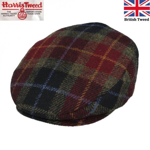 Gladwin Bond Harris Check Tweed Wool Flat Cap