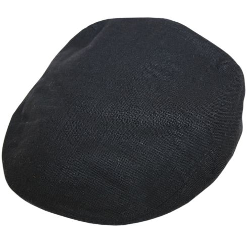 G&H Black Linen Flat Cap