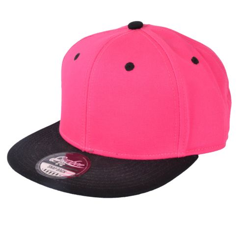 2 Tone Blank Baseball Cap - Pink/Black