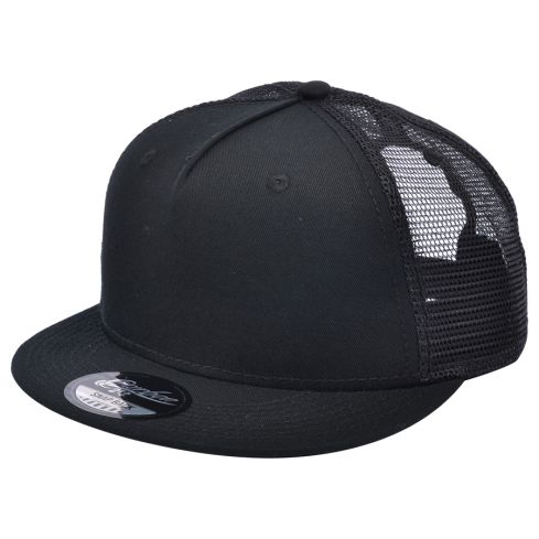 Carbon212 5 Panel Mesh Back Trucker Snapback Hat – Black