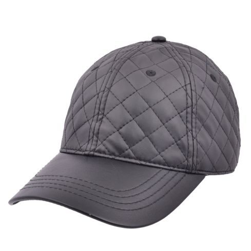 Carbon 212 Quilted PU Curved Baseball Cap - Black