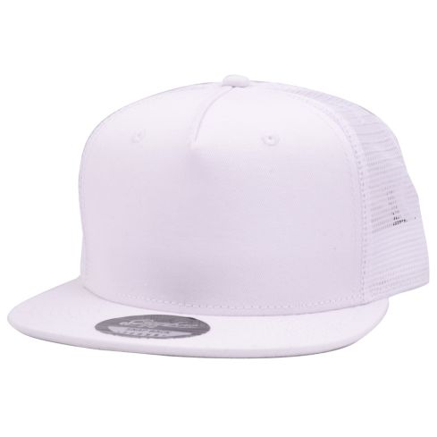 Carbon212 5 Panel Mesh Back Trucker Snapback Hat – White