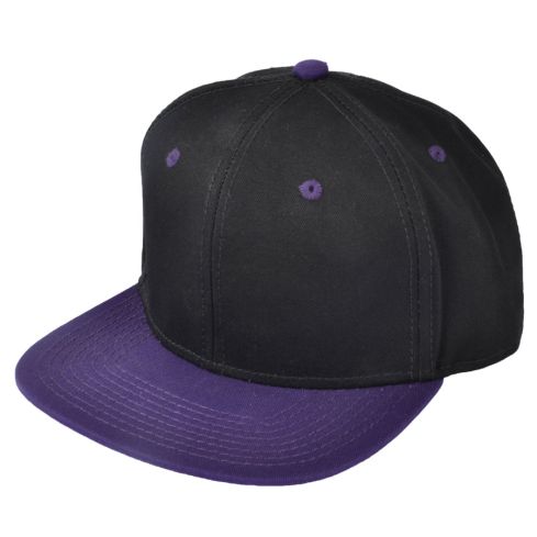 2 Tone Blank Baseball Cap - Black/Purple