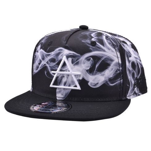 Carbon212 Youth Air Sign Smoke Print Snapback Caps - Black