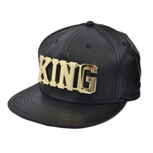 Carbon 212 King Gold Metal PU Snapback Cap - Black