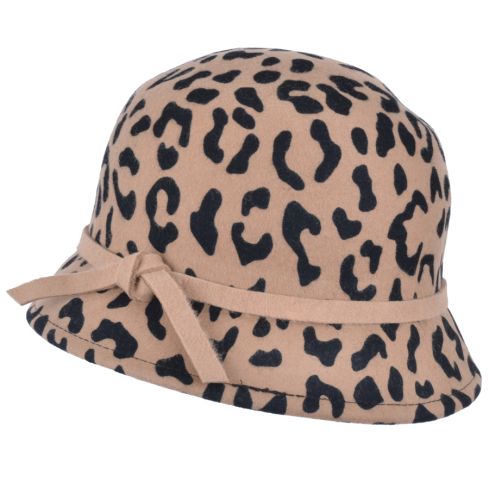 Maz Wool Leopard Cloche Hat - Brown