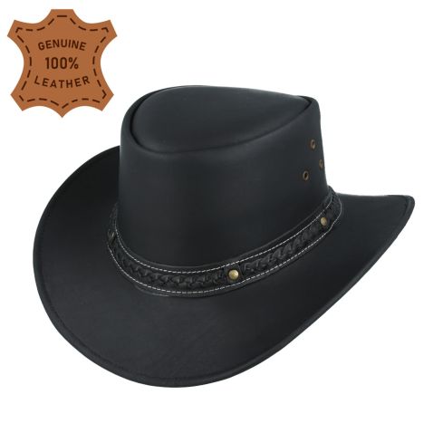  Maz Genuine Leather Australian Western Outback Aussie Cowboy Hat