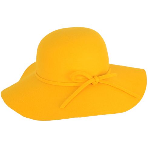 Maz Wide Brim Wool Floppy Hat - Mustard
