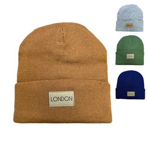 Carbon212 Unisex London Patch Ribbed Knitted Beanie - Mix Colours