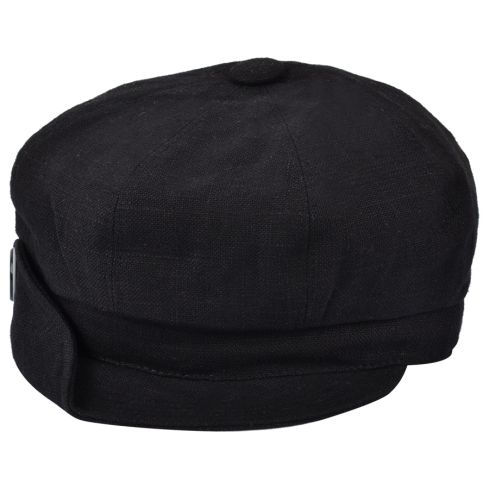 G&H Linen Newsboy Cap - Black