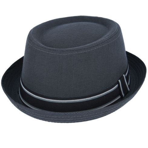 Maz Cotton Pork Pie Hat With Strip Band - Dark Grey