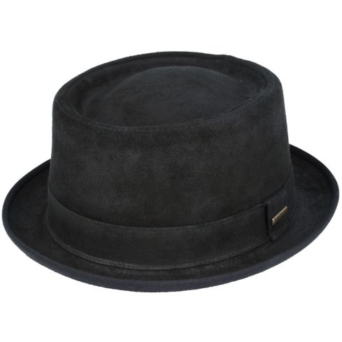 Gladwin Bond Leather Pork Pie Hat - Black