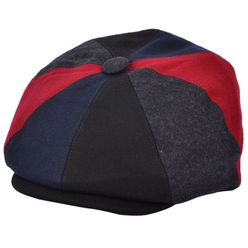 G&H Mix Color Patch 8 Panel Newsboy Cap - Red