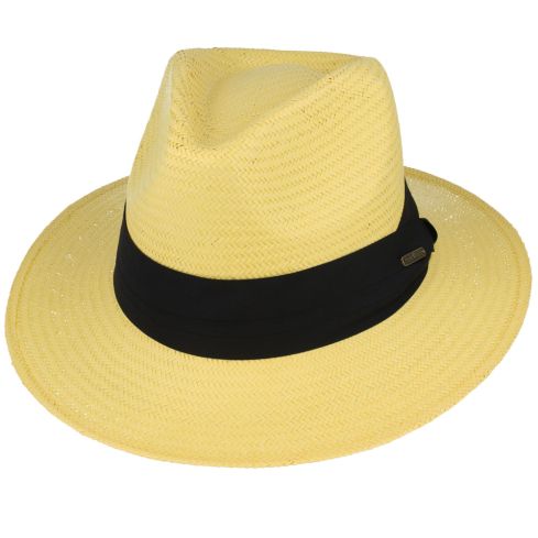 Maz Handmade Paper Straw Panama Hat - Yellow