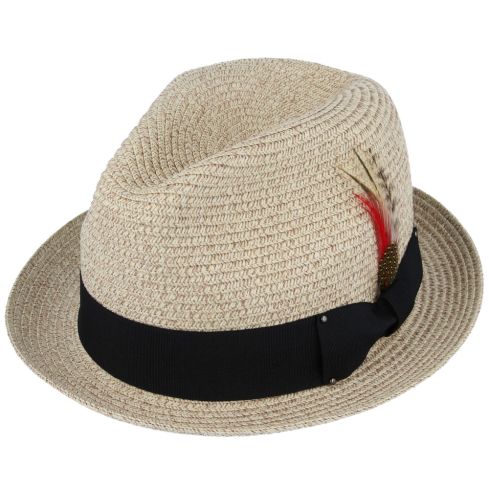 Maz Summer Straw C-Crown Fedora Hat - Natural