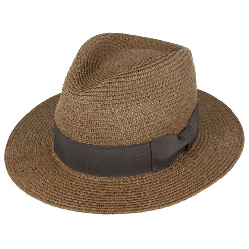 Maz Summer Paper Straw Fedora Hat - Dark Brown