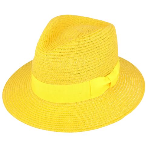 Maz Summer Paper Straw Fedora Hat - Mustard