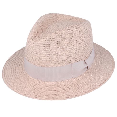 Maz Summer Paper Straw Fedora Hat - Peach