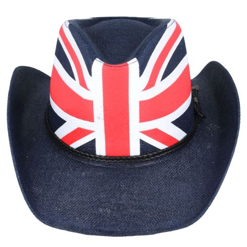 Maz Union Jack Cowboy Hat With Stiff Paper & Pu Band - Navy