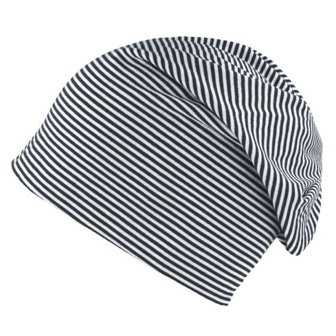 Carbon212 Stripe Soft Cotton Long Beanie - Black- White