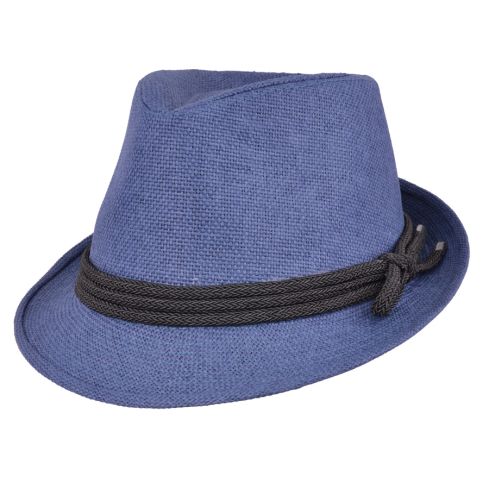 Maz Summer Paper Straw Trilby Hats - Navy