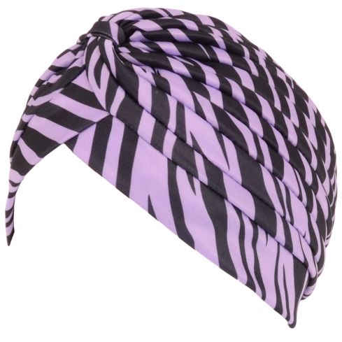 Zebra Printed Turban Hat - Purple