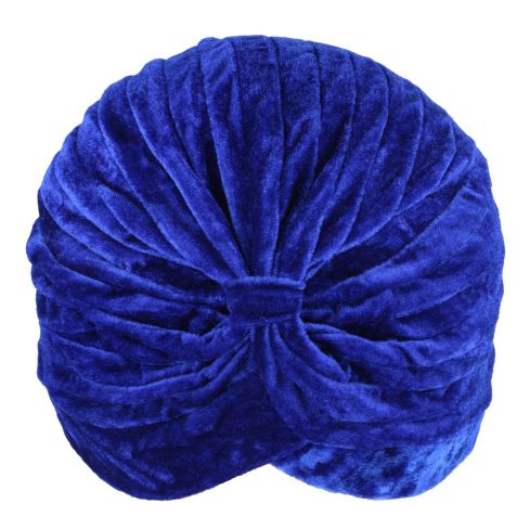 Maz Ladies Plain Velvet Turban - Blue