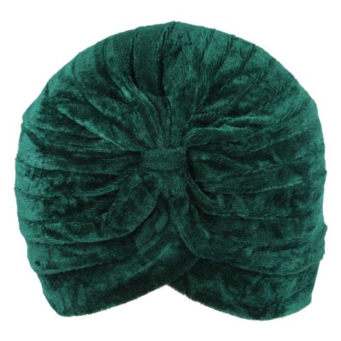 Maz Ladies Plain Velvet Turban - Green