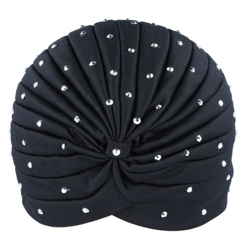 Maz Diamondy Turban Hat- Black