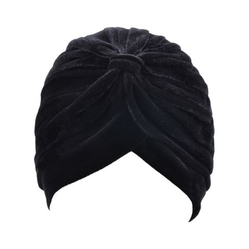 Maz Ladies Plain Velvet Turban - Black