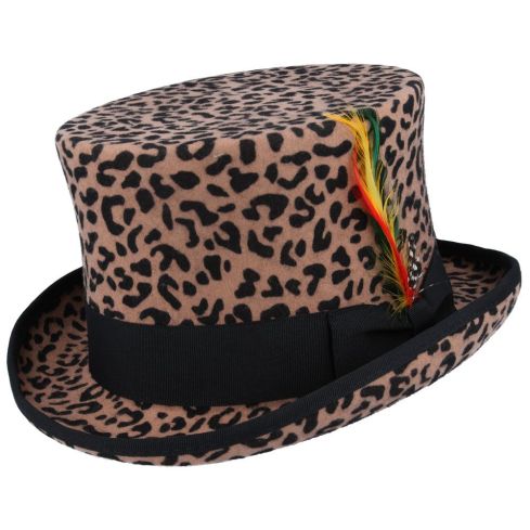 Maz Wool Felt Top Hat - Leopard