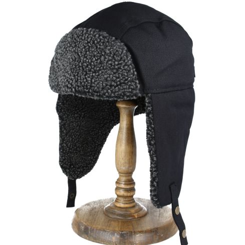 Carbon212 New Trapper Hat with Full Warm Lining  - Black