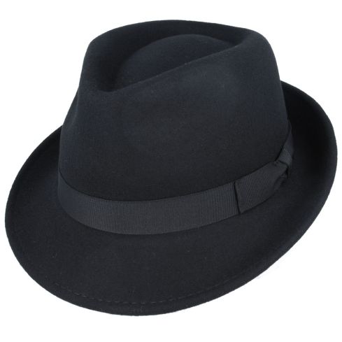 Maz Crushable Wool Felt Trilby Hat Single Sizes - Black