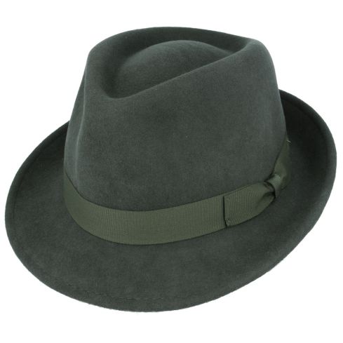 Maz Wool Crushable Trilby Hat - Dark Green