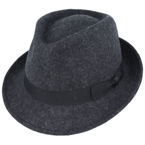 Maz Crushable Felt Trilby Hat Single Sizes - Mix Charcoal